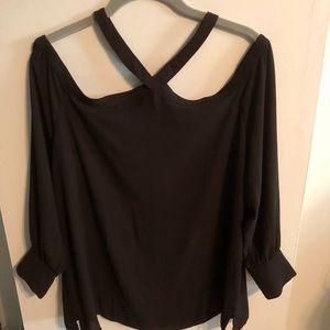 Loft cut out shoulder, cross cross top